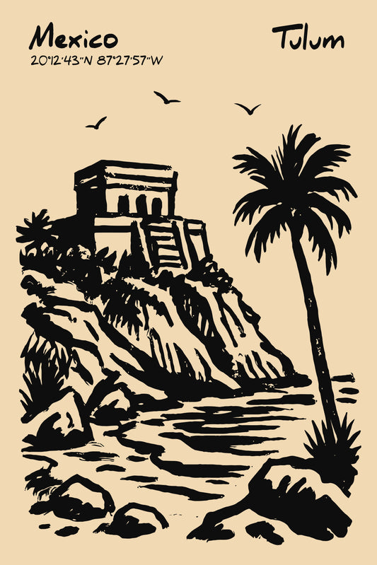 Tulum Mexico Poster - Beach Travel Wall Art