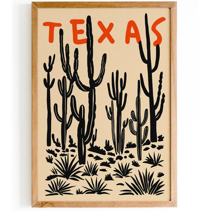 Texas Cactus Poster - Desert Plant Wall Art Print