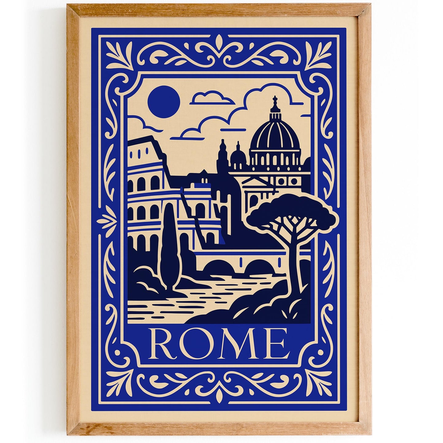 Blue Rome Poster - Cityscape Landscape Art