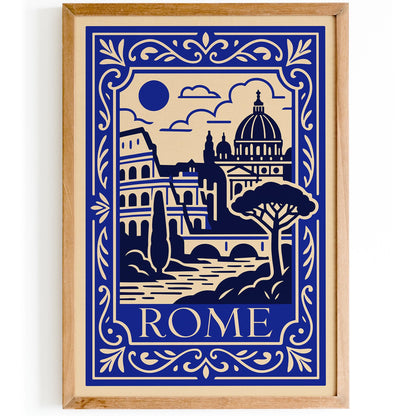 Blue Rome Poster - Cityscape Landscape Art