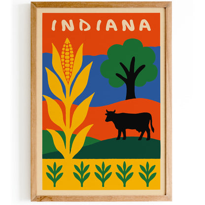 Indiana Travel Colorful Poster
