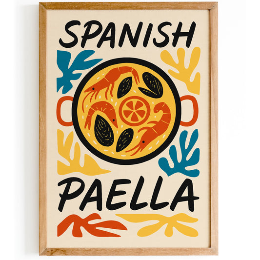Spanish Paella Dish Poster for Kitchen Wall Decor