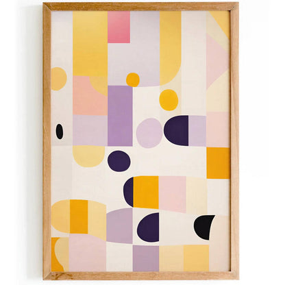 Yellow and Purple Abstract Shapes MCM Wall Art - HypeSheriff