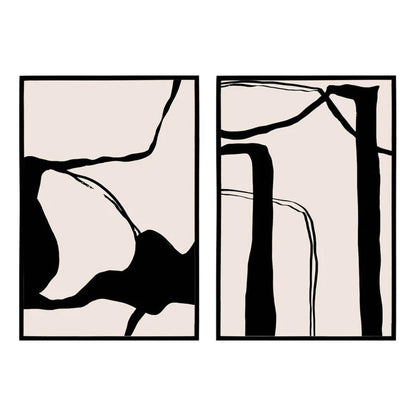 Set of 2 Black Modern Ink Drawing Posters - HypeSheriff