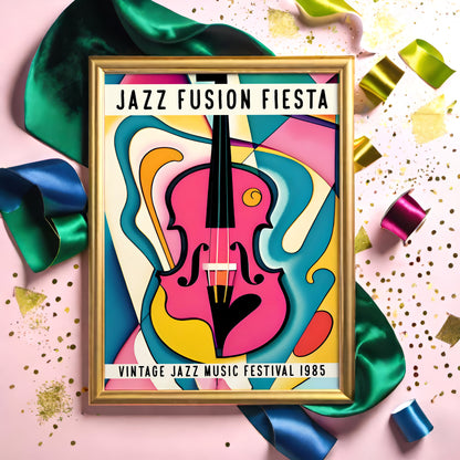 Jazz Fiesta Colorful Violin Poster