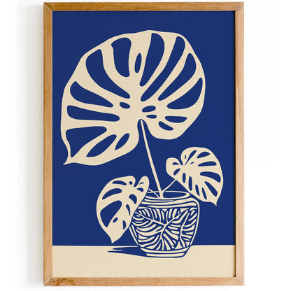 Big Monstera Plant Blue Poster