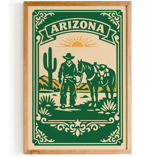 Arizona Cowboy Horse Travel Poster