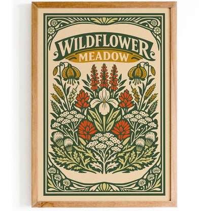 Vintage Wildflower Meadow Botanical Poster