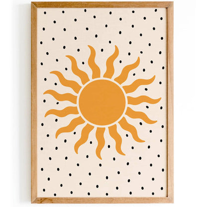 Yellow Sun Poster -Mid Century Modern Design