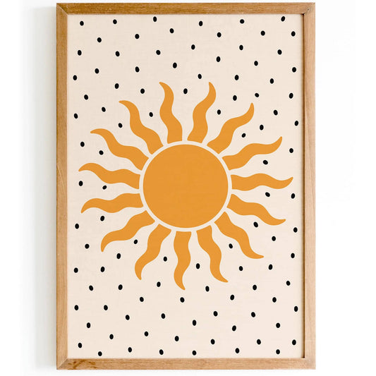 Yellow Sun Poster -Mid Century Modern Design