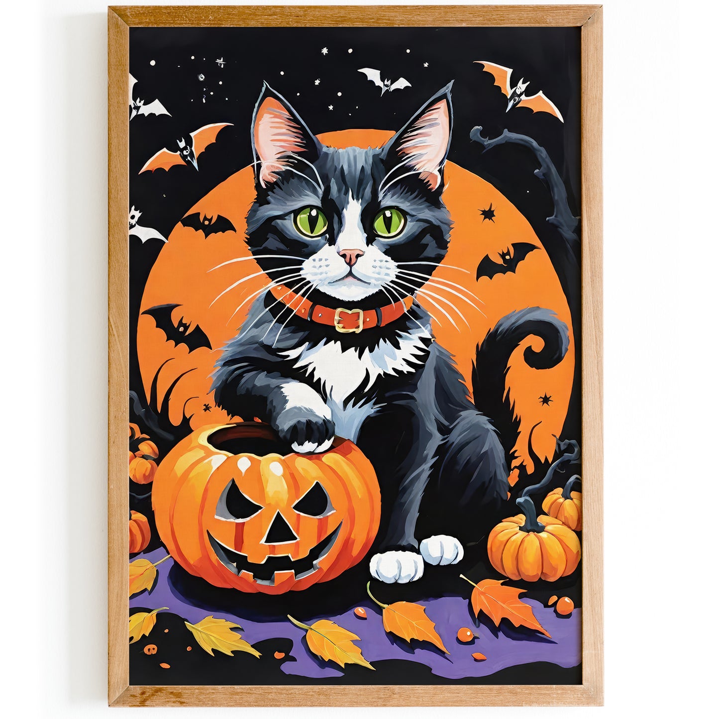 Cat with Jack-o'-lantern Art Print