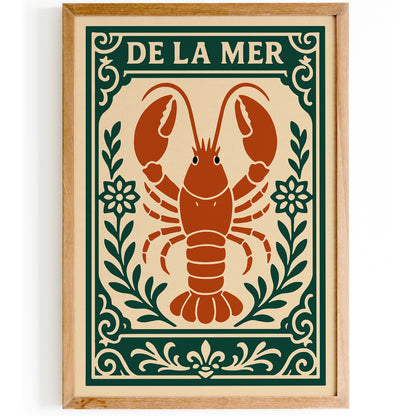 De La Mer, Red Lobster Art Print - Kitchen Wall Decor