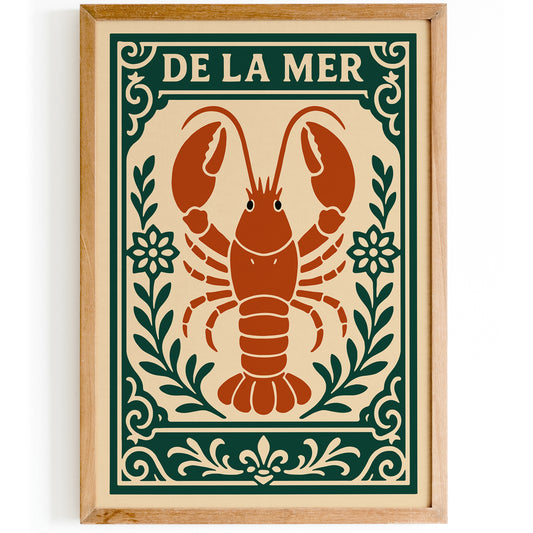 De La Mer, Red Lobster Art Print - Kitchen Wall Decor