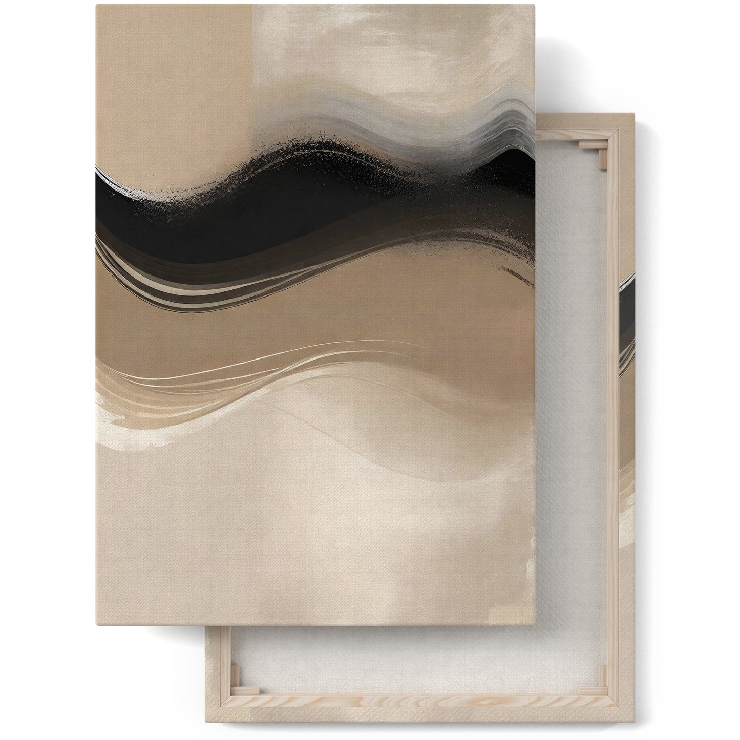 Neutral Elegance: Black and Beige Canvas Print