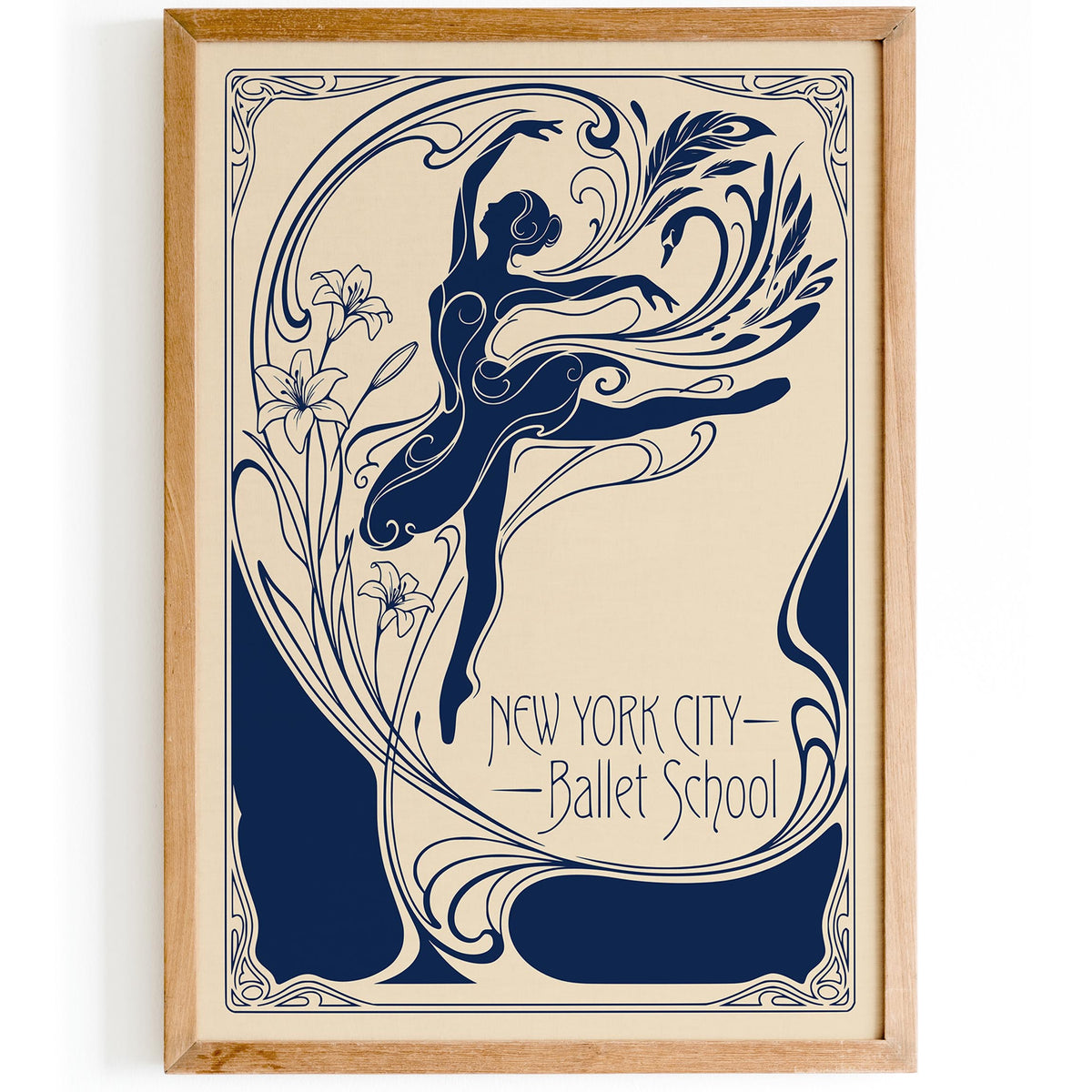 New York City Ballet School Art Nouveau Poster