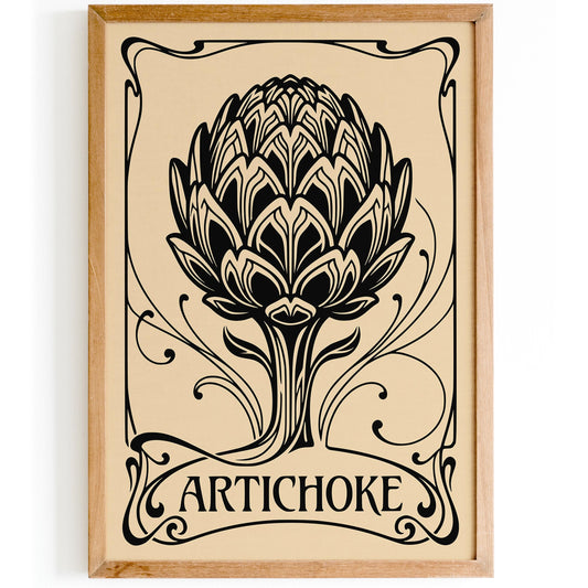 Black Vintage Artichoke Poster