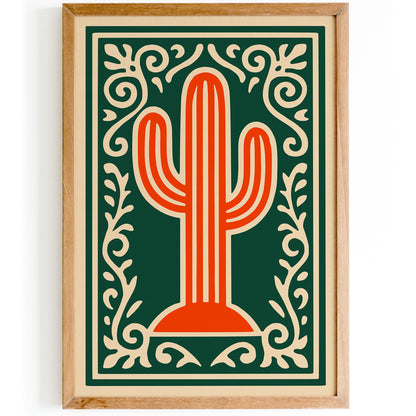 Saguaro Cactus Desert Botanical Art Poster