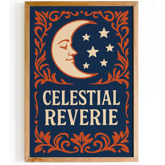 Celestial Reverie Poster - Rococo Moon Wall Art Print