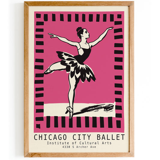 Chicago City Ballet - Retro Ballerina Poster