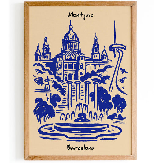 Montjuïc Barcelona Cityscape Poster