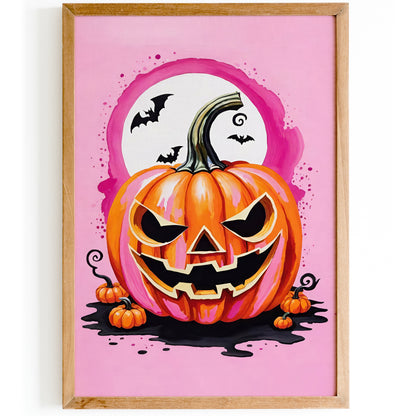 Jack-o'-lantern Halloween Pink Poster