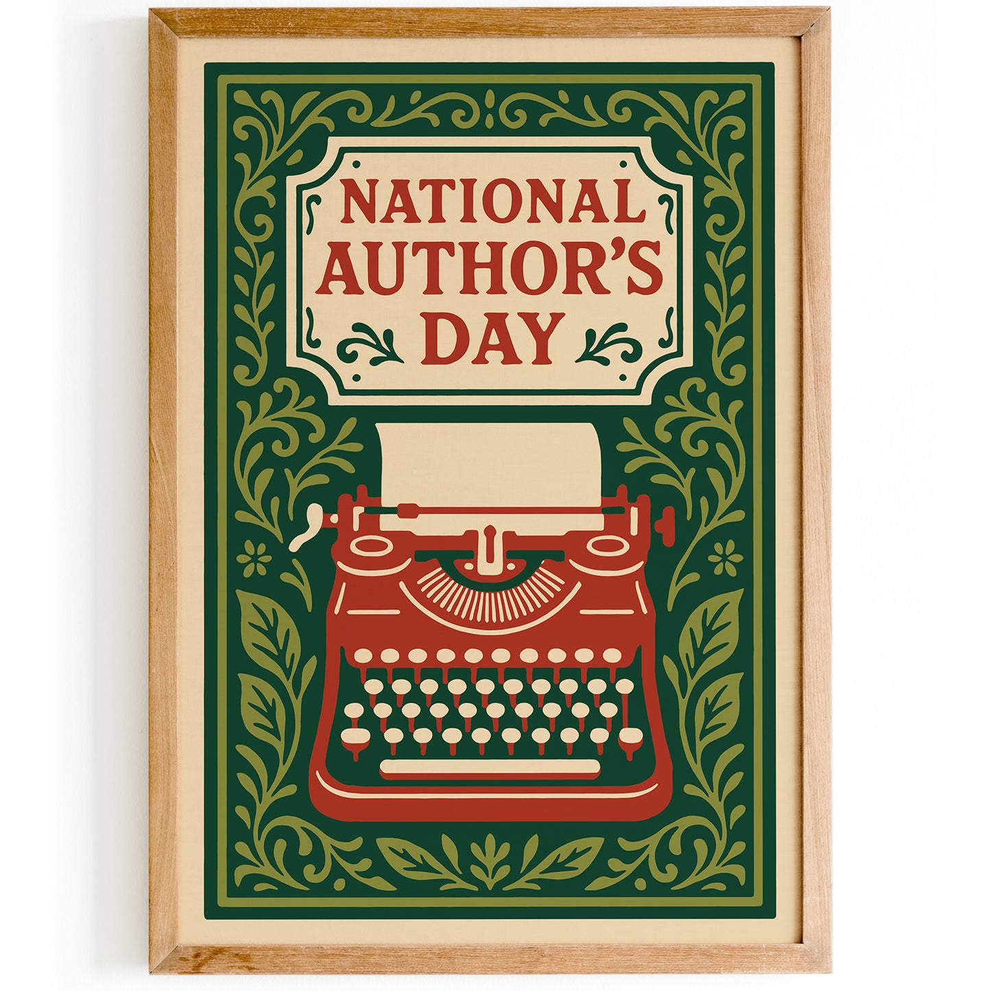 National Authors Day Poster - Literary Art Print in Vintage Rococo Style