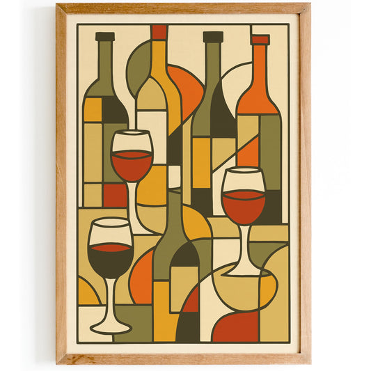 Cubist Wine Glasses Print - Modern Art Poster