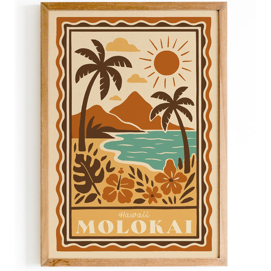 Bohemian Hawaii Print - Molokai Travel Art