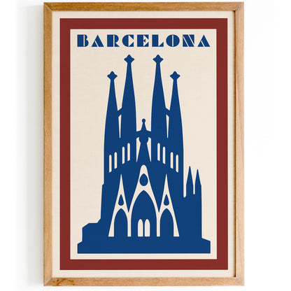 Barcelona Travel Poster - Retro Aesthetic Art Print