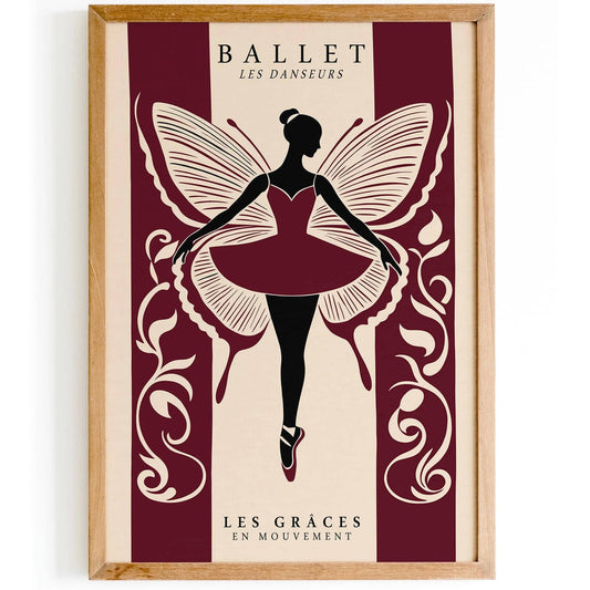 Ballet Les Danseurs Burgundy Poster