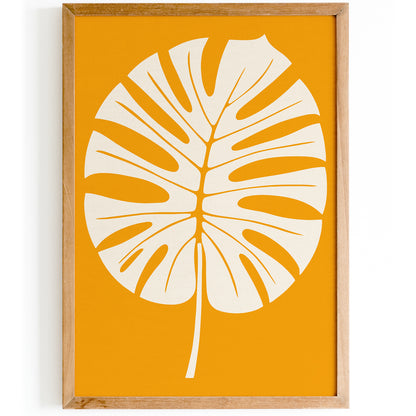 Yellow Big Monstera Leaf Tropical Wall Art