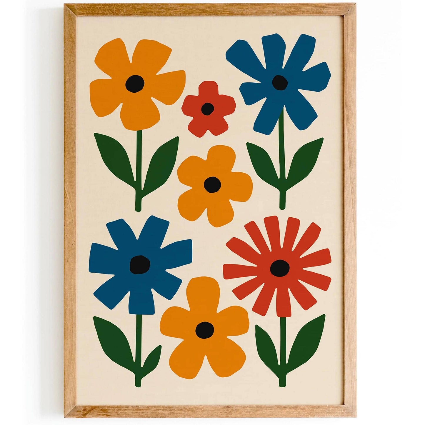 Retro Colorful Cut Outs Flowers Print