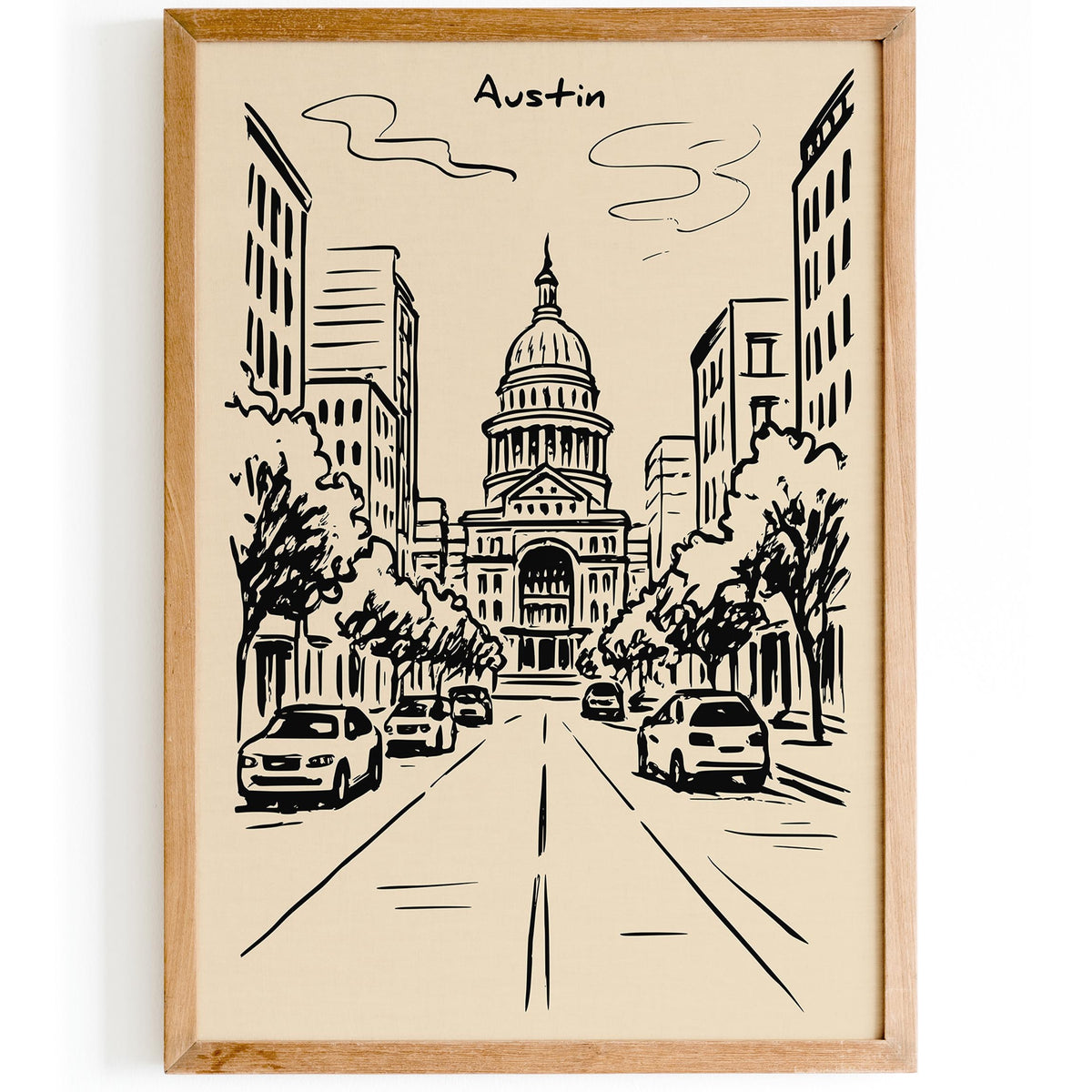 Austin Texas Cityscape Travel Poster