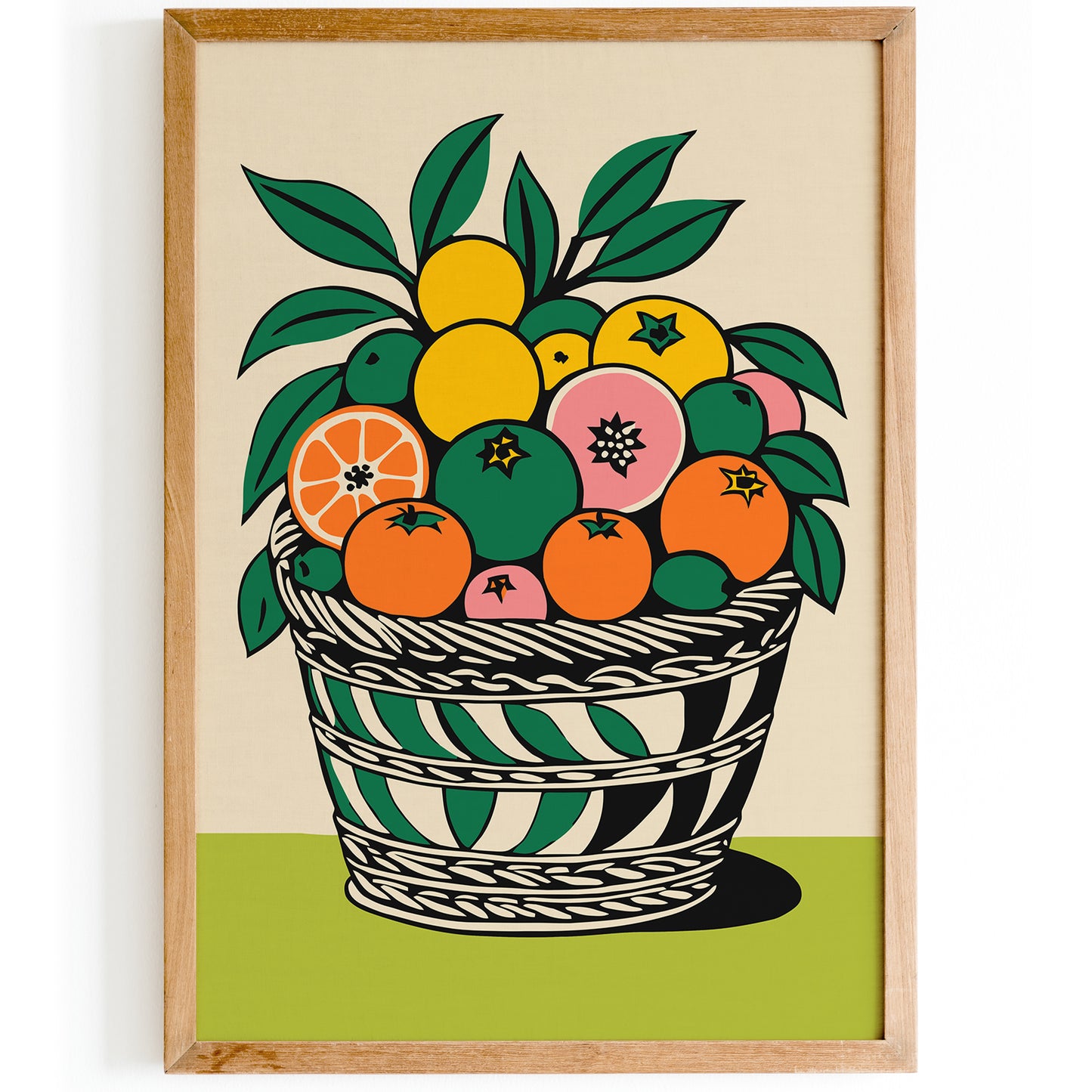 Retro Fruit Basket Kitchen Art Print