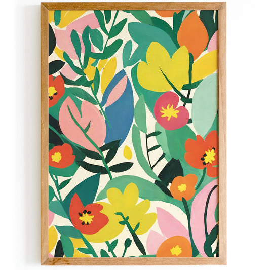 Eclectic Colorful Flowers Painting Print