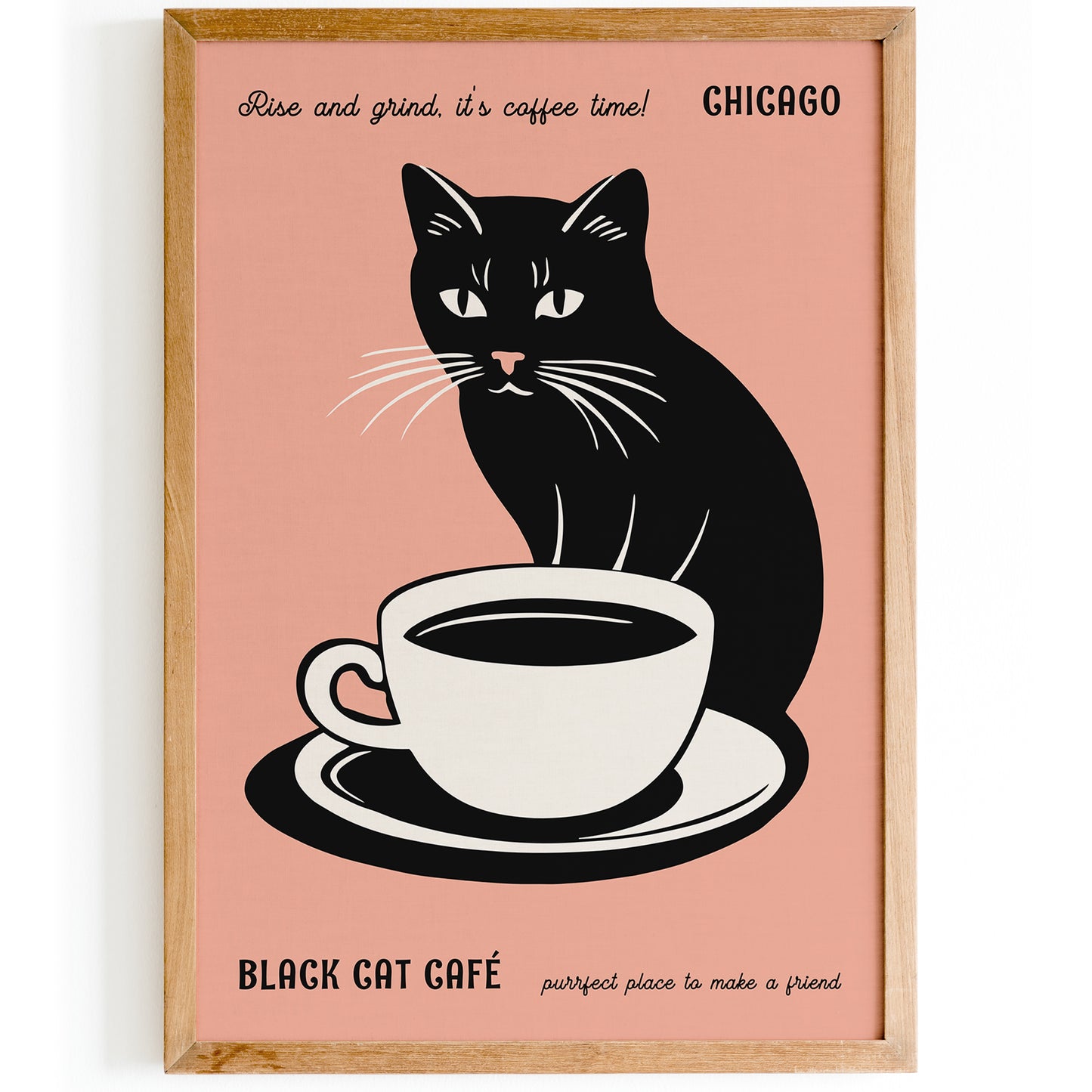 Black Cat Cafe Chicago Art Print