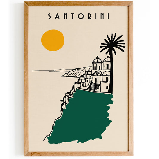 Santorini Greece Landscape Travel Poster