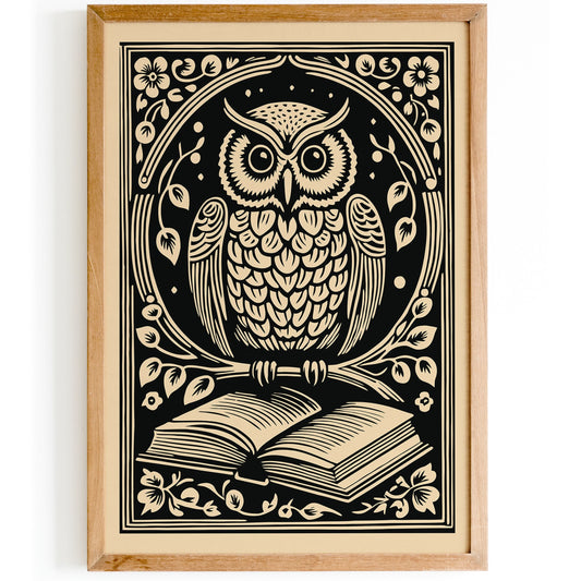 Vintage Owl Print - Rococo Revival Book Decor