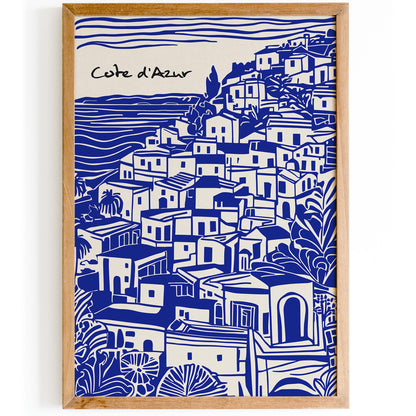 Cote d Azur Scenic Blue Travel Poster
