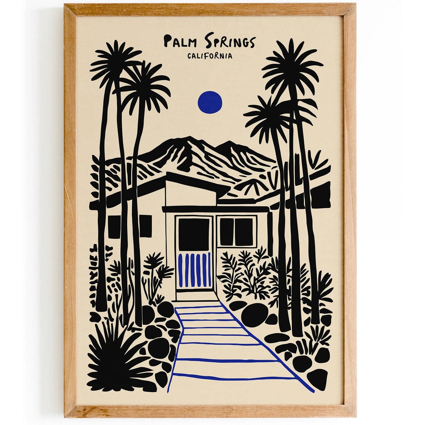 Palm Springs California Black Ink Poster
