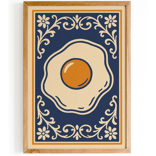 Fried Egg Rococo Style Poster - Elegant Kitchen Wall Art
