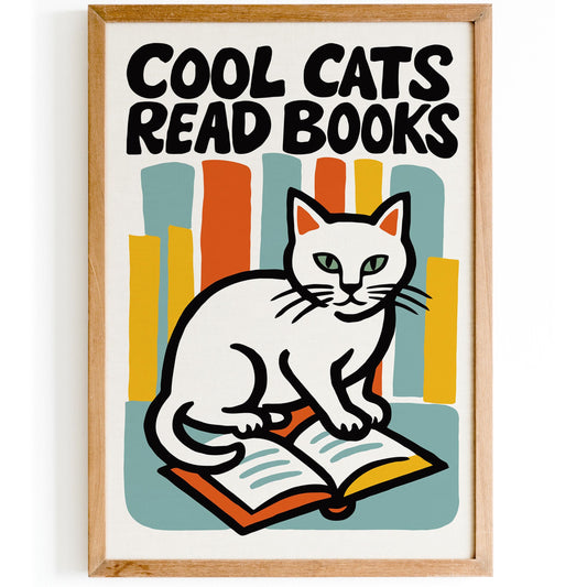 Cool Cats Read Books Poster