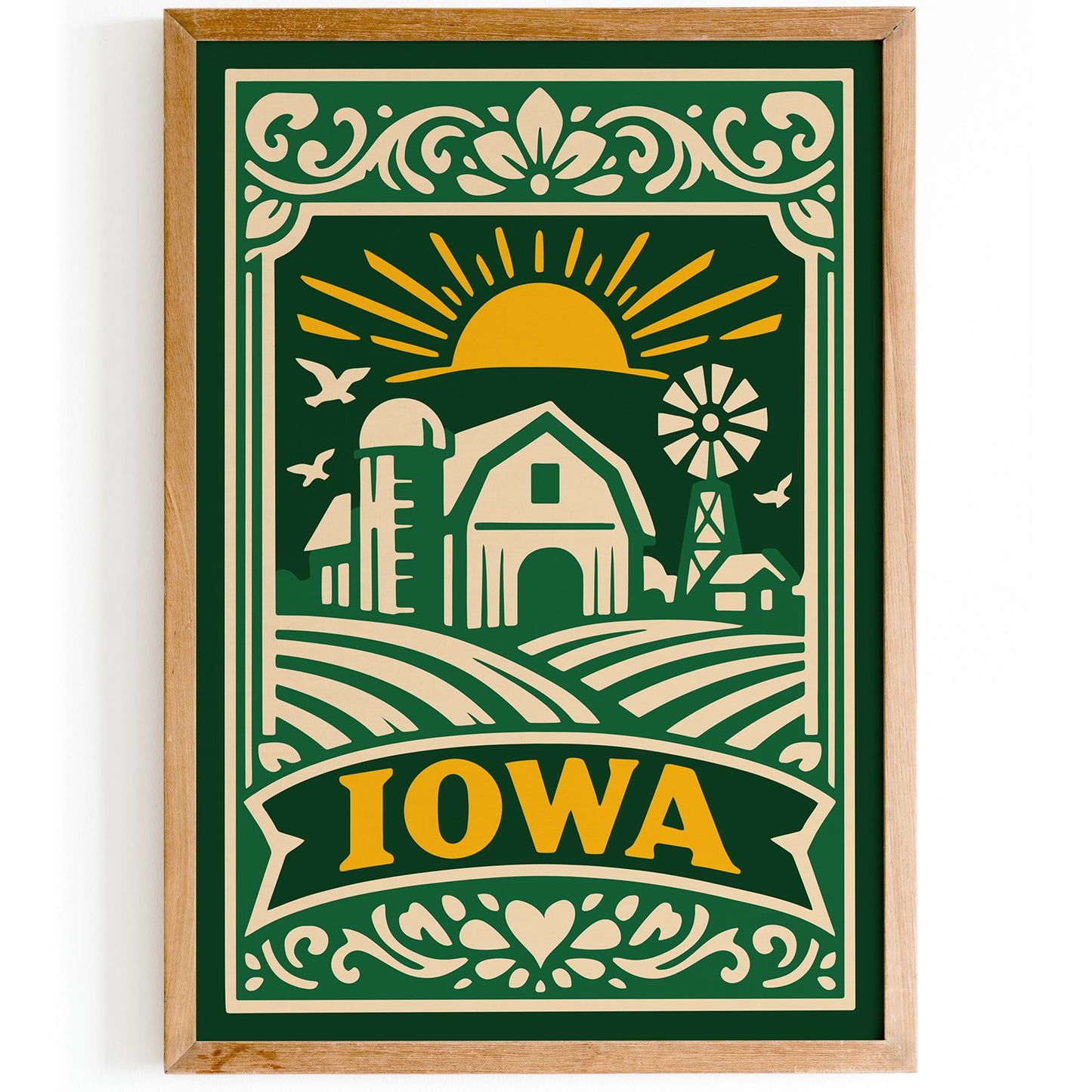 Iowa Green Poster - Travel Wall Art Print