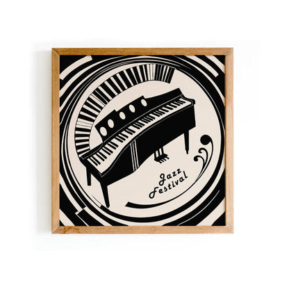 Jazz Piano Wall Art – Black & White Square Print