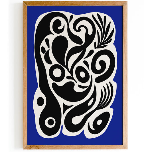 Modern Abstract in Black and Blue Wall Art Print