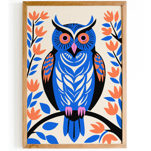 Funny Owl Art Print for Kids Room Decor