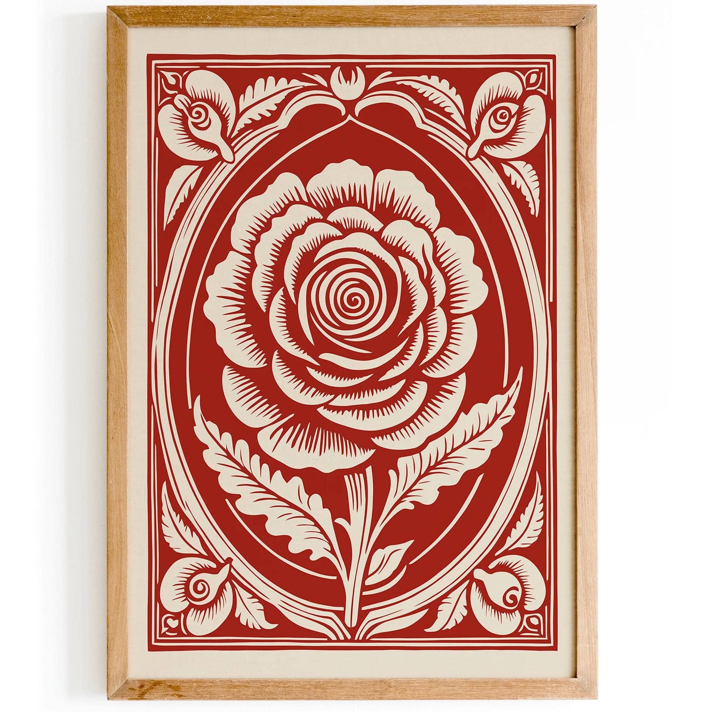 Red Rococo Rose Art Print