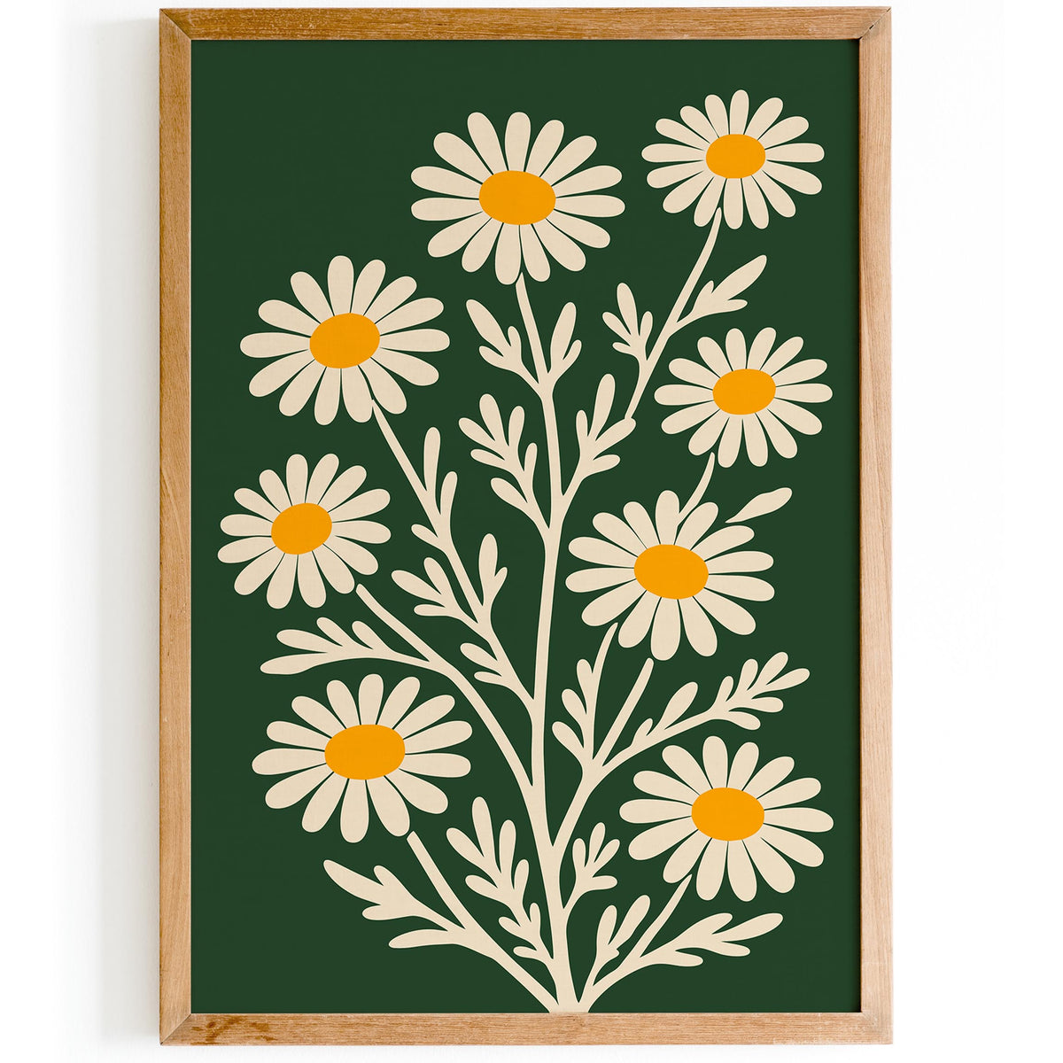 Retro Daisy Poster – Green Floral Wall Art