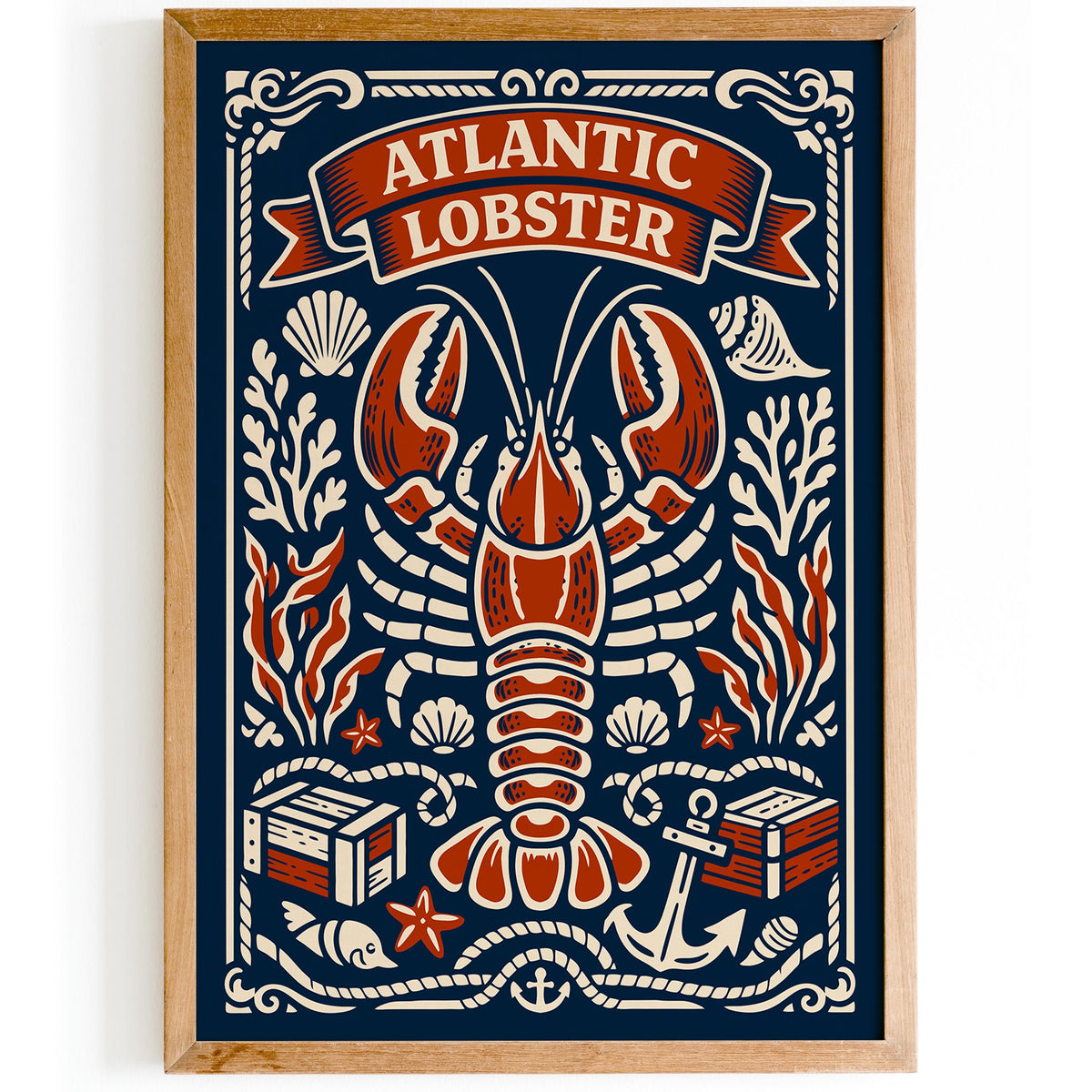 Atlantic Lobster Coastal Art Poster