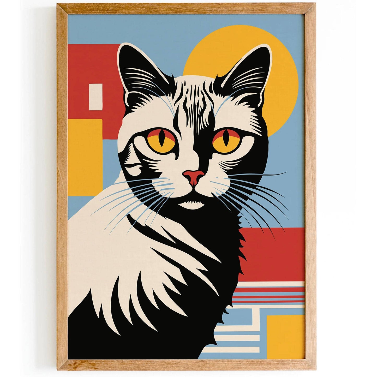 Geometric Cat Retro Poster